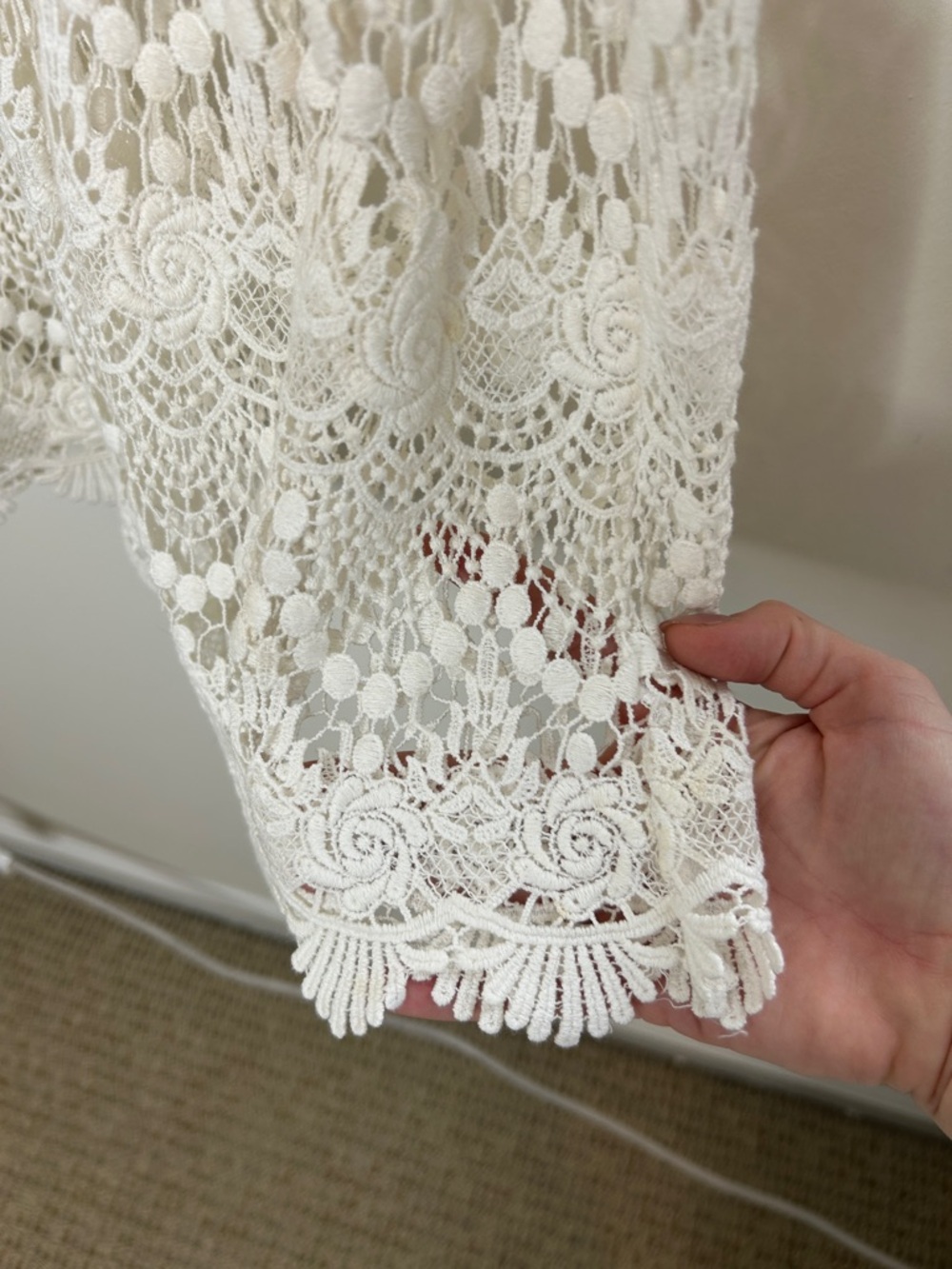 Melissa Odabash Ivory Crochet Mini Dress Swim Coverup Size Small - Picture 7 of 8